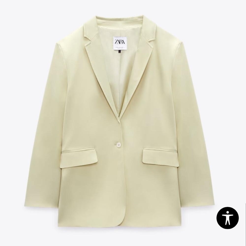 Zara Satin Blazer in Sea Green